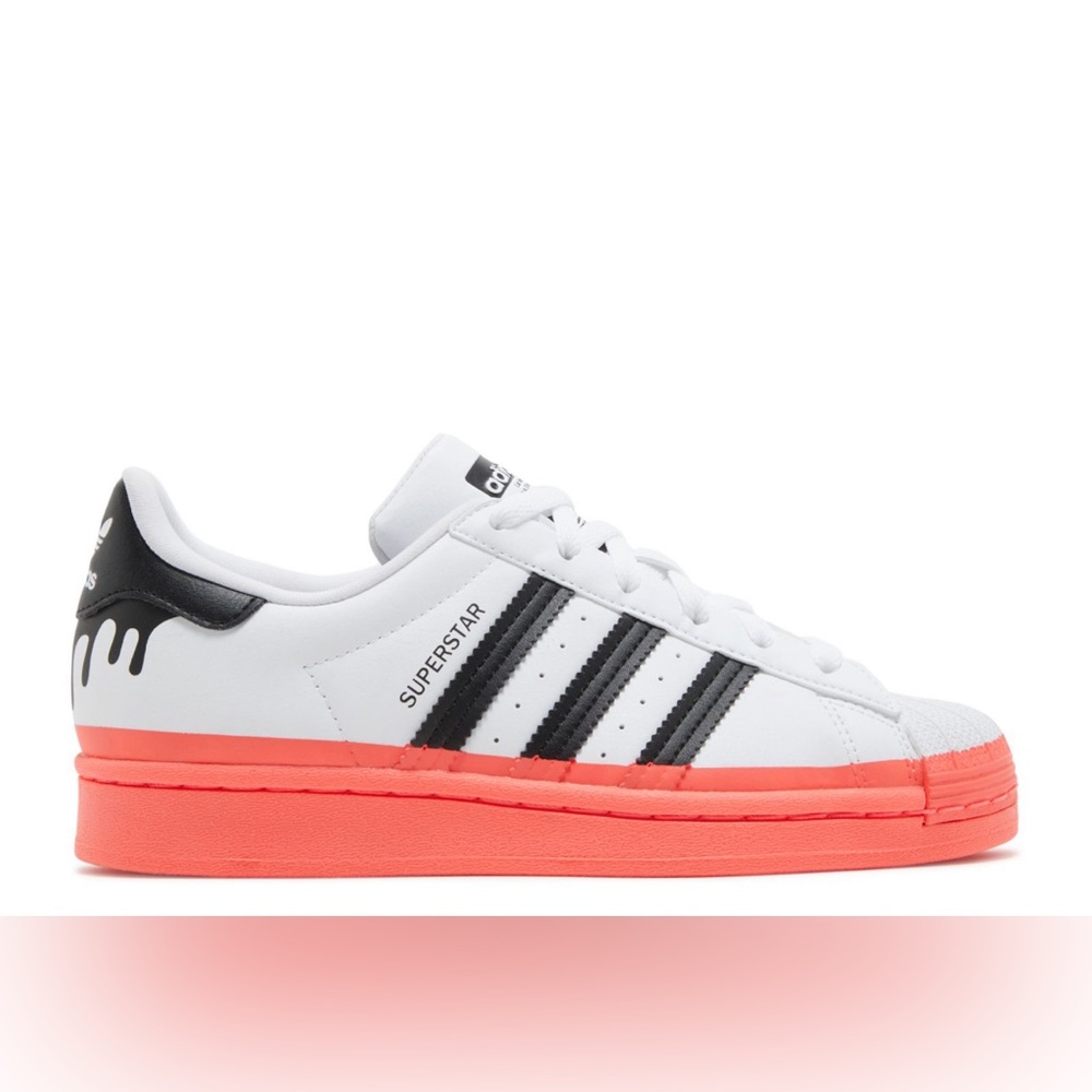 Adidas Superstar White and Black with Red Accent